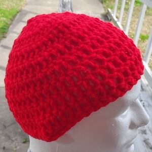 Men and Women Red Crochet Hat